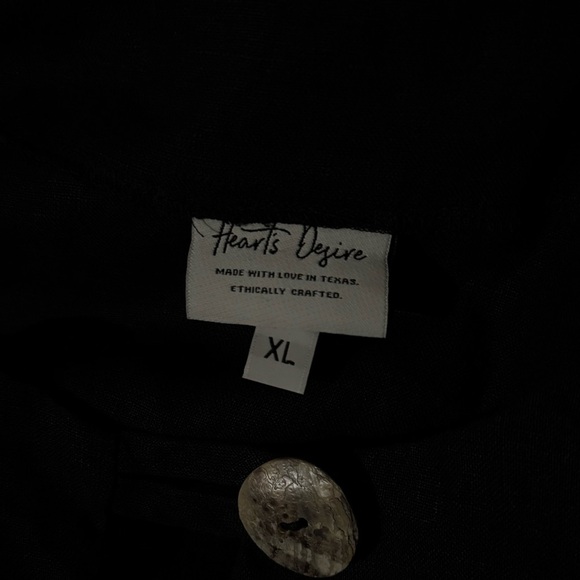 HEART DESIRE  Robin 100% Linen  Black Long Sleeve Blouse in XL - Picture 7 of 9